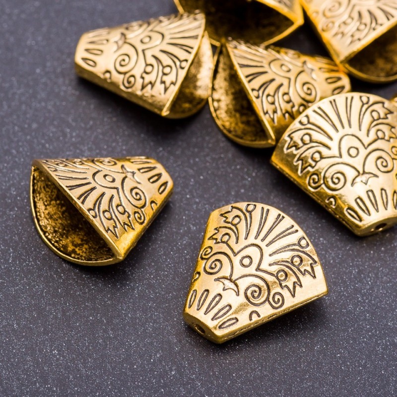 Findings Bead Cap "old gold", diameter 18x19x7mm hole 5mm pkg. 20g +/-6pcs