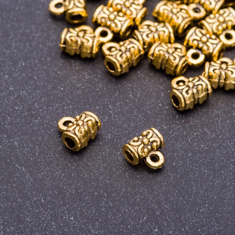 Findings Bail Holder "Antique Gold", diameter 7x4x7mm hole-3.5mm, pack 20g +- 40pcs