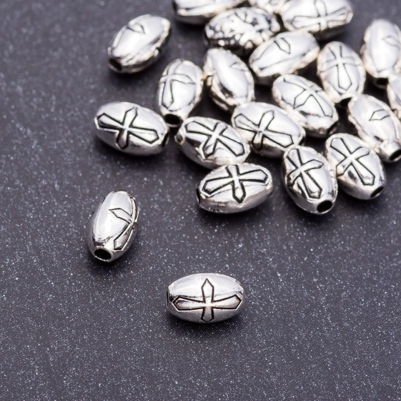 Bead Finding - Cross pendant bead insert, 5×8 mm diameter, 5 mm pack size, 20 g ±, 24 pcs