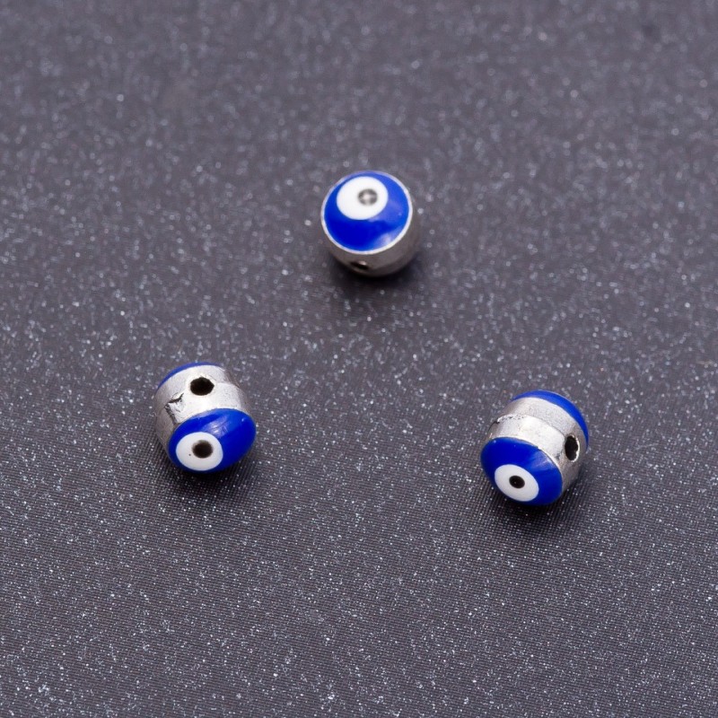 Findings Bead Insert "Eye" "silver", diameter 5mm, length 6mm, hole dia. 1.5mm, pack of 11 pcs