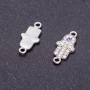 Connector Finding "Eye Palm" Rhinestone Silver, 9mm Diameter, Pack of 4
