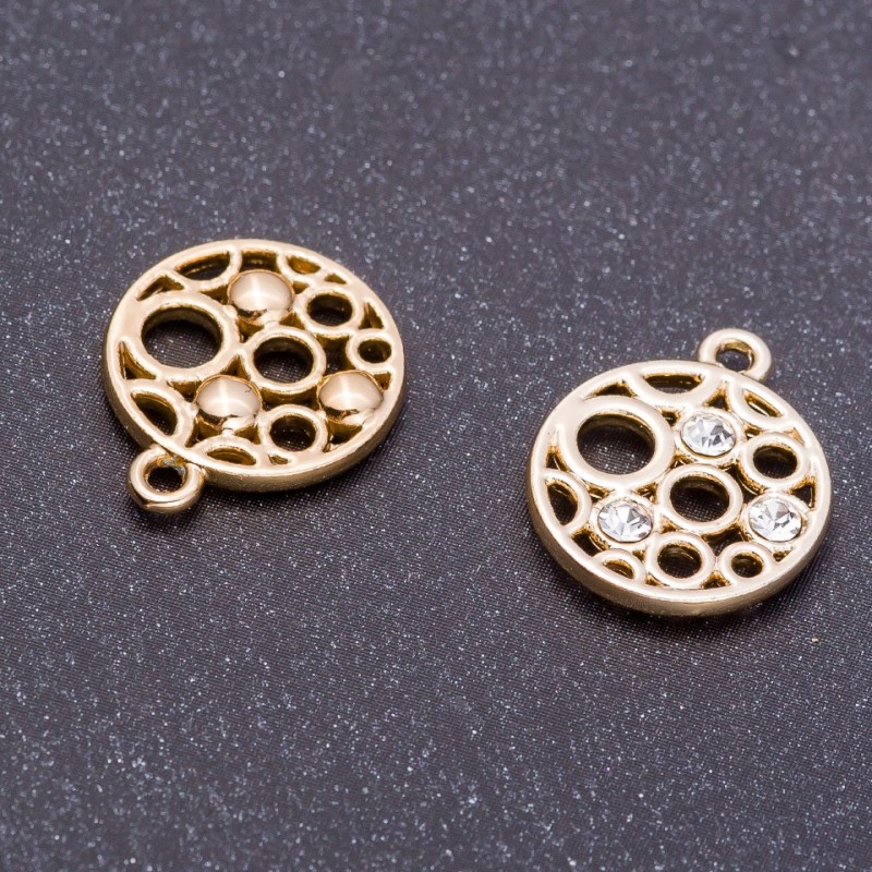 Pendant Finding "Medallion", diameter 14mm, length 17mm, hole dia mm, pack of ±7pcs
