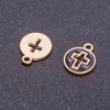 Pendant Finding "Cross" black enamel "gold", diameter 12mm, length 15mm, hole dia 5mm, pack of 10pcs