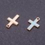 Pendant Finding "Cross" blue enamel "gold", diameter 11mm, length 17mm, hole dia mm, pack of 10pcs
