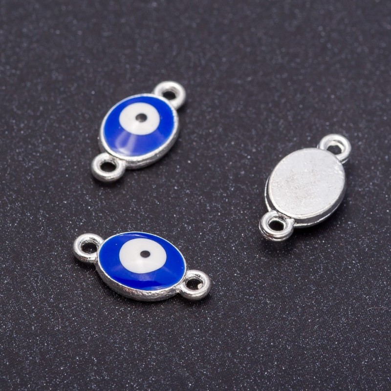 Connector Finding "Eye" Silver, 8mm Diameter, 16mm Length, Pack of 7