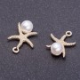 Findings Pendant "Starfish" "lemon silver", diameter 16mm L2mm hole diam. 5mm pack 7 pcs