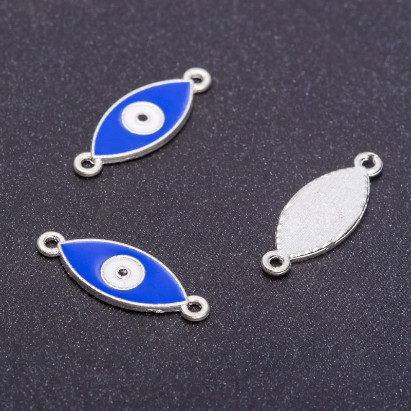 Connector Finding "Egyptian Eye" Silver, 9mm Diameter, Pack of 6