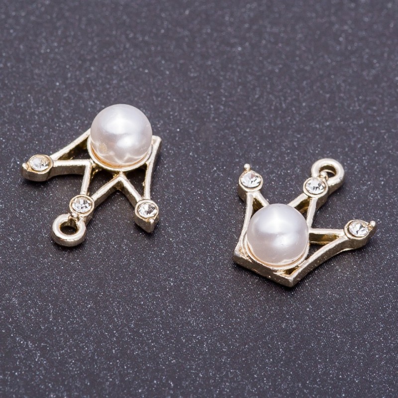 Findings Pendant "Crown", diameter 16mm, length 18mm hole diam. 5mm pack 4 pcs