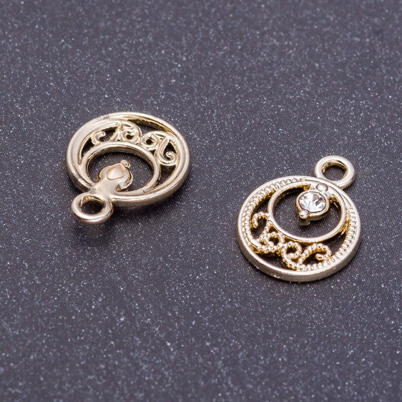 Pendant Finding "East" "lemon silver", diameter 13mm, length 17mm, hole dia 3mm, pack of 7pcs