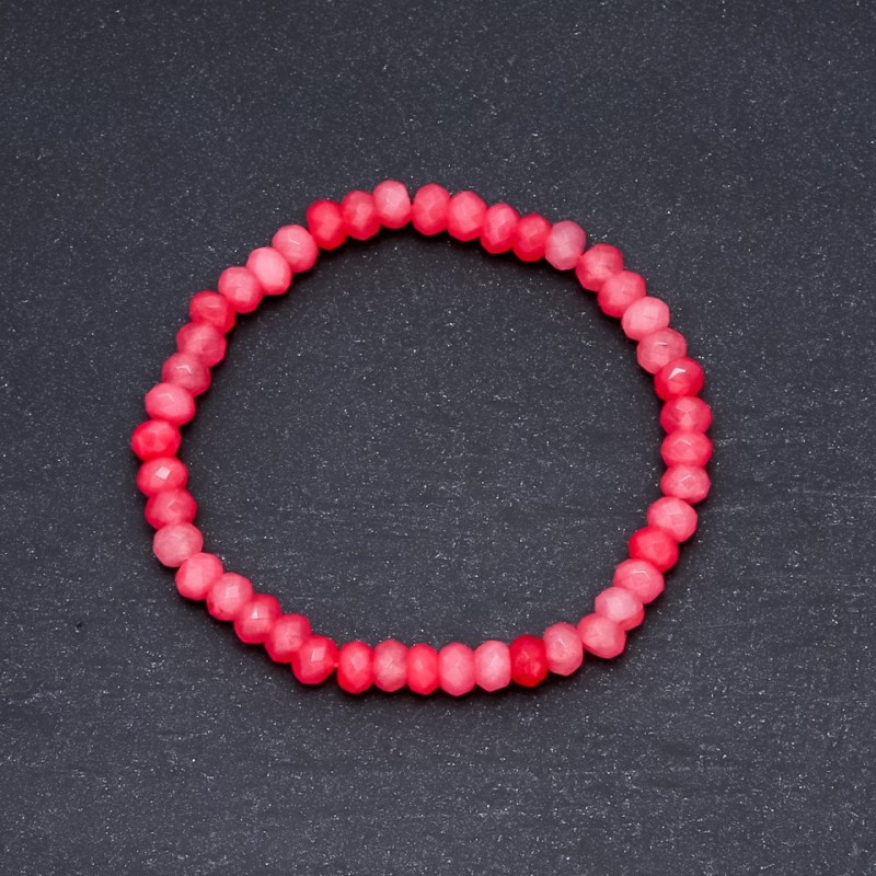 "Tourmaline" Bracelet (Imitation) Dark Pink, diameter 6x4mm, on Elastic