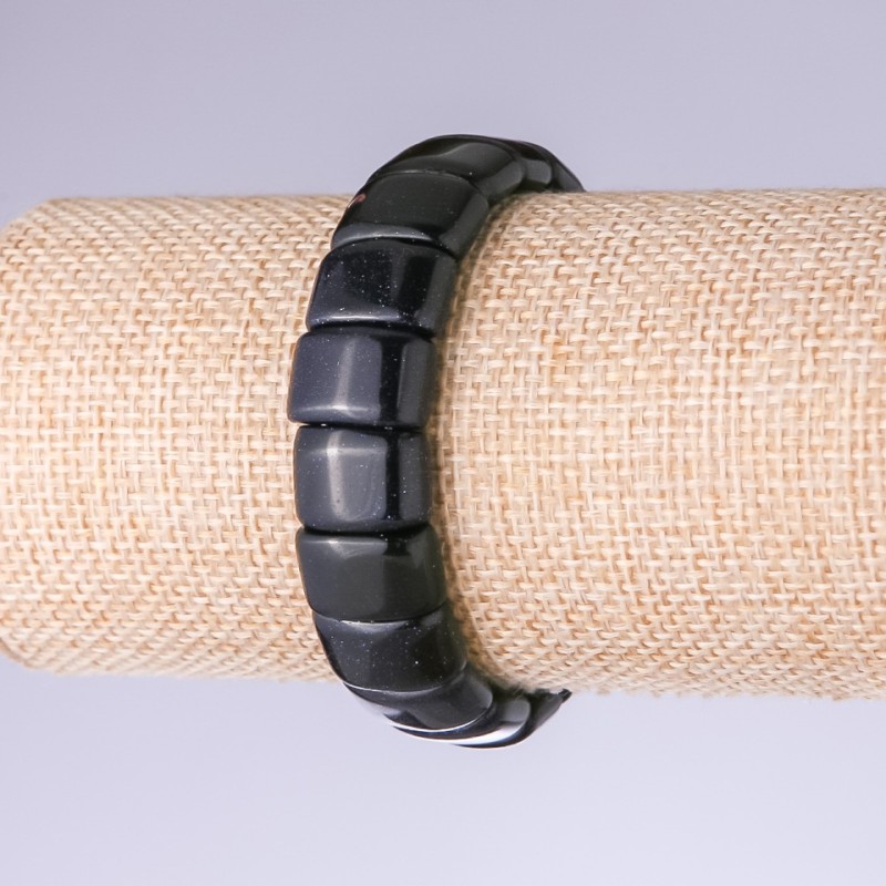 Bracelet Aventurine "Blue Sand Cairo Night", 15x11mm link, on elastic