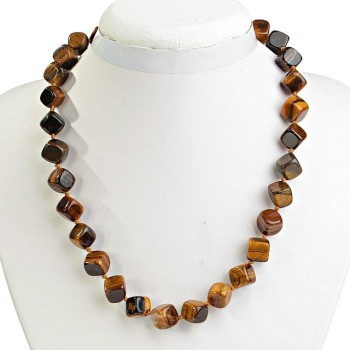 Tiger's Eye Bead Cube 10mm, 48cm length