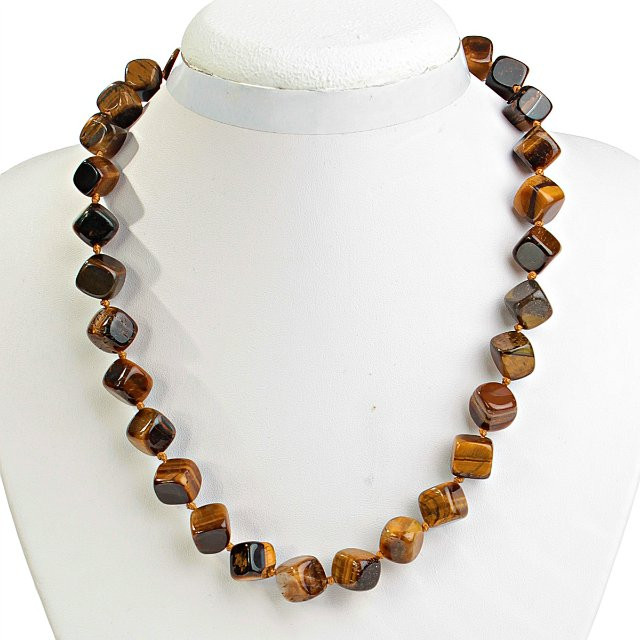 Tiger's Eye Bead Cube 10mm, 48cm length