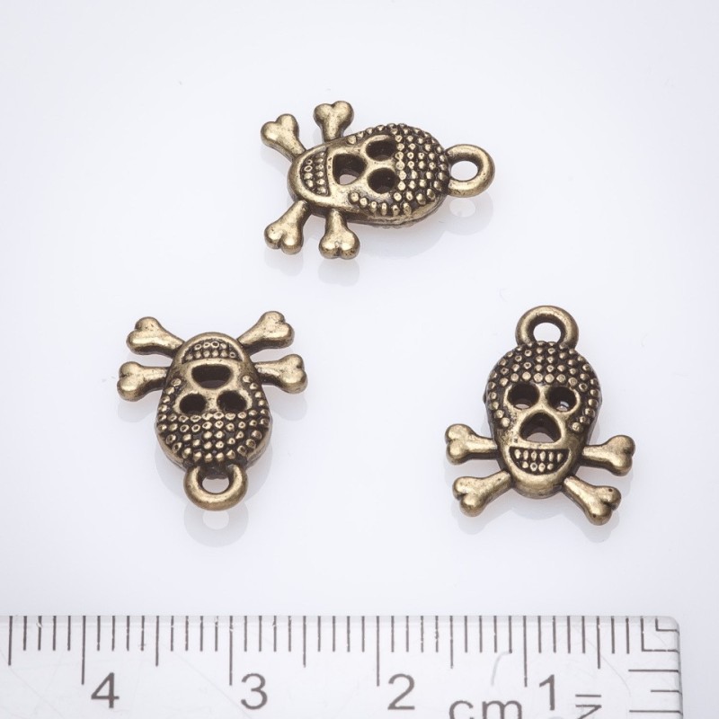 Jewellery Findings Skull Pendant 13x17mm "bronze", pack of 20g +/- 13pcs