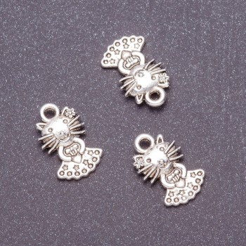 Kitty Pendant Finding, diameter 10mm, length 17mm, pack 20g +/- 21pcs