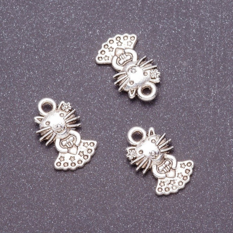 Kitty Pendant Finding, diameter 10mm, length 17mm, pack 20g +/- 21pcs