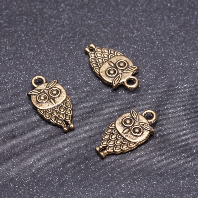 Owl Pendant Finding colour "bronze" 9x18mm, pack 20g +/- 18pcs
