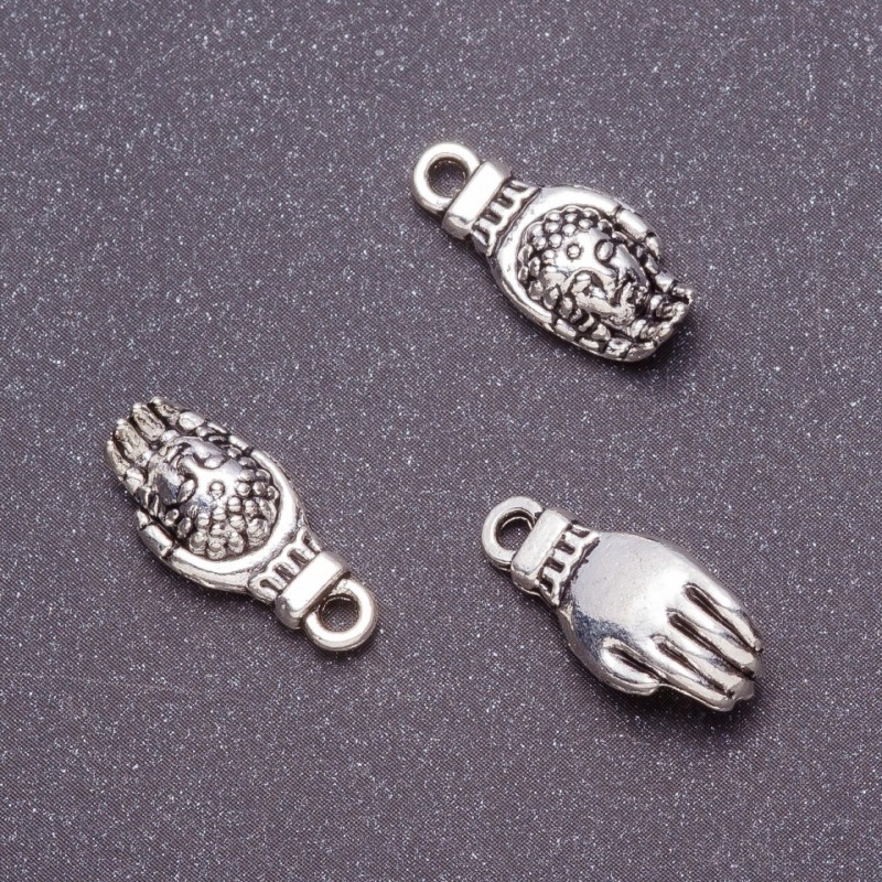 Buddha Hand Pendant Finding 18x8mm, pack 20g +/- 12pcs