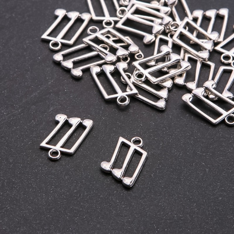 Music Note Pendant Finding, diameter 12x19mm, pack 20g +/- 19pcs +
