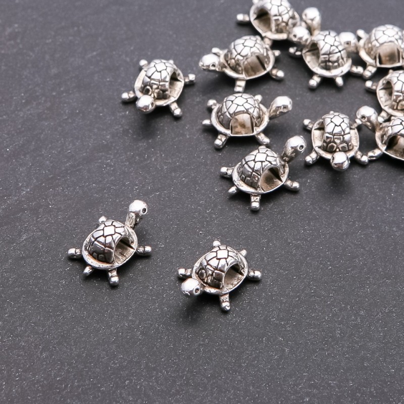 Findings Bead Charm Turtle, 3.8mm diameter, length 13x19mm, pack 20g +/- 12pcs