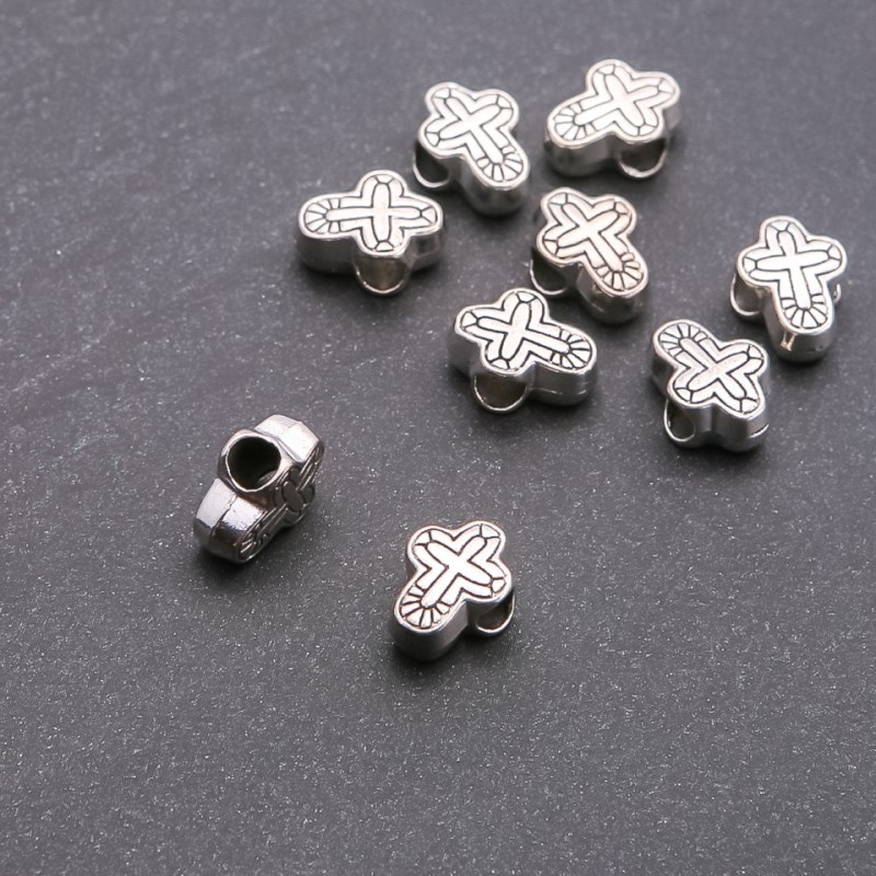 Pandora Cross Bead Finding, diameter 4.5mm, size 14x9mm, pack 20g +/- 9pcs