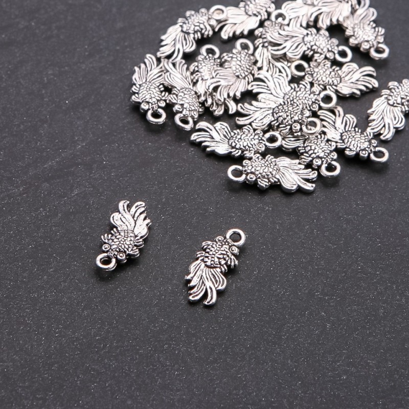 Findings Pendant Fish, 5mm diameter, length 18x8mm, pack 20g +/- 21pcs