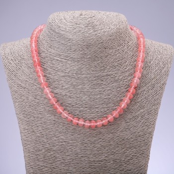 Natural Chalcedony Necklace Smooth Rondelle, diameter 8x5mm, length 45cm