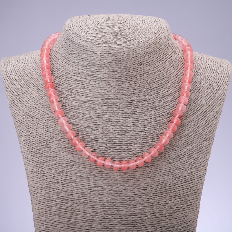 Natural Chalcedony Necklace Smooth Rondelle, diameter 8x5mm, length 45cm