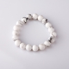 Silicone elastic bracelet with natural chalcedony, smooth beads, 8mm diameter+