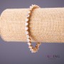 Xuping Bracelet with White Heart-Shaped Stones, 18-20 cm adjustable, 6.5 mm thickness, Gold colour