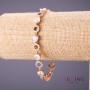 Xuping Bracelet with White Stones and Crystals, length 18-21cm, 8mm thickness, gold colour