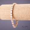 Xuping Bracelet with White Stones, Length 18-20cm, 6mm Thick, Gold Colour