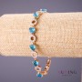 Xuping Bracelet with Blue Stones and White Crystals, length 18-20cm, thickness 8mm, gold colour