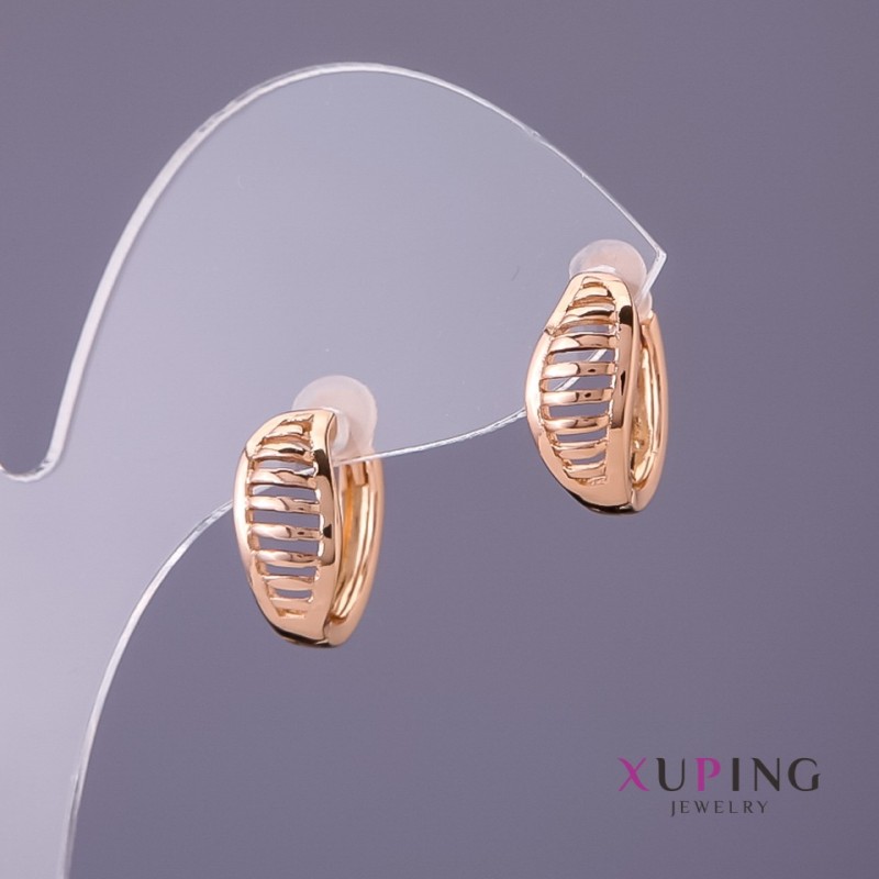 Xuping Earrings, 6mm diameter, 14mm length, 18K plating