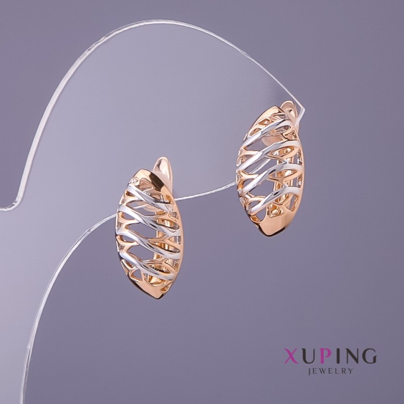 Earrings Xuping, diameter 9mm, length 17mm, colour: gold/silver