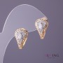 Xuping earrings with Greek key pattern and white crystals, diameter 11mm, length 18mm, gold colour