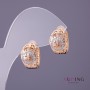Xuping Earrings with Greek Pattern White Inlays, Ø10mm, Length 14mm, Gold Colour