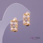 Earrings Xuping with White Stones, 9mm Diameter, 16mm Length, Gold Colour