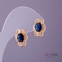 Xuping Earrings with Blue Stones, 11mm Diameter, 15mm Length, 18K Plating