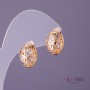 Xuping Earrings with White Stones, 11mm Diameter, 14mm Length, Gold Colour