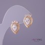 Xuping Earrings with White Stones, 11mm diameter, 17mm length, gold colour