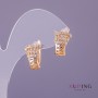 Xuping Earrings with White Rhinestones, 10mm diameter, 15mm length, gold colour