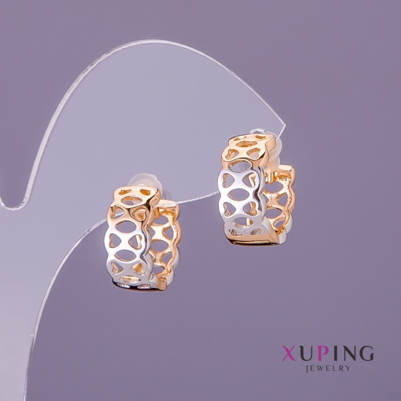 Xuping Earrings, diameter 7mm, length 15mm, gold-silver colour