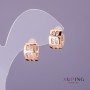 Xuping Earrings with White Stones, 8mm Diameter, 12mm Length, Gold Colour