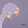 Xuping Earrings with White Rhinestones, 7mm Diameter, 14mm Length, Gold Colour