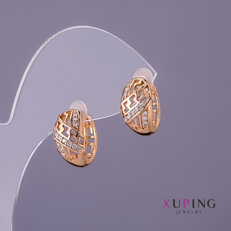 Xuping Earrings, 7mm diameter, 15mm length, gold colour