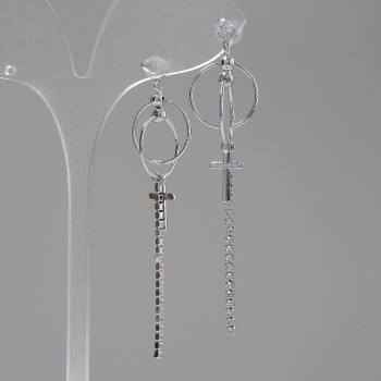 Earrings "ItAoliao" Crosses, diameter 15mm, length 65mm silver colour