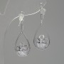 Earrings "Itayo" Drops with Crystals, 14mm diameter, 31mm length, silver colour