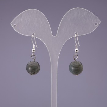 Earrings Labradorite Stone Ball 14mm