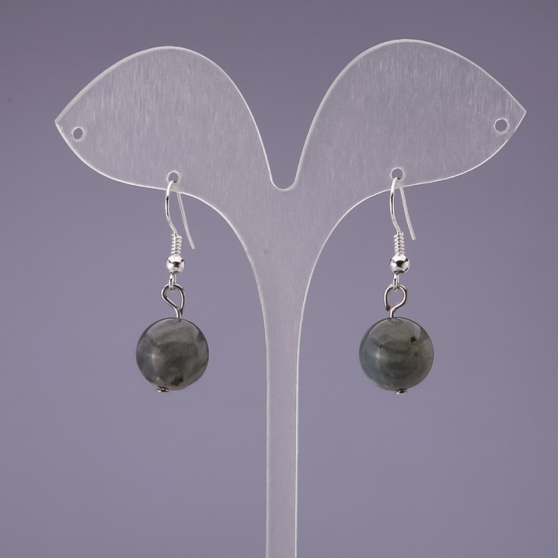 Earrings Labradorite Stone Ball 14mm